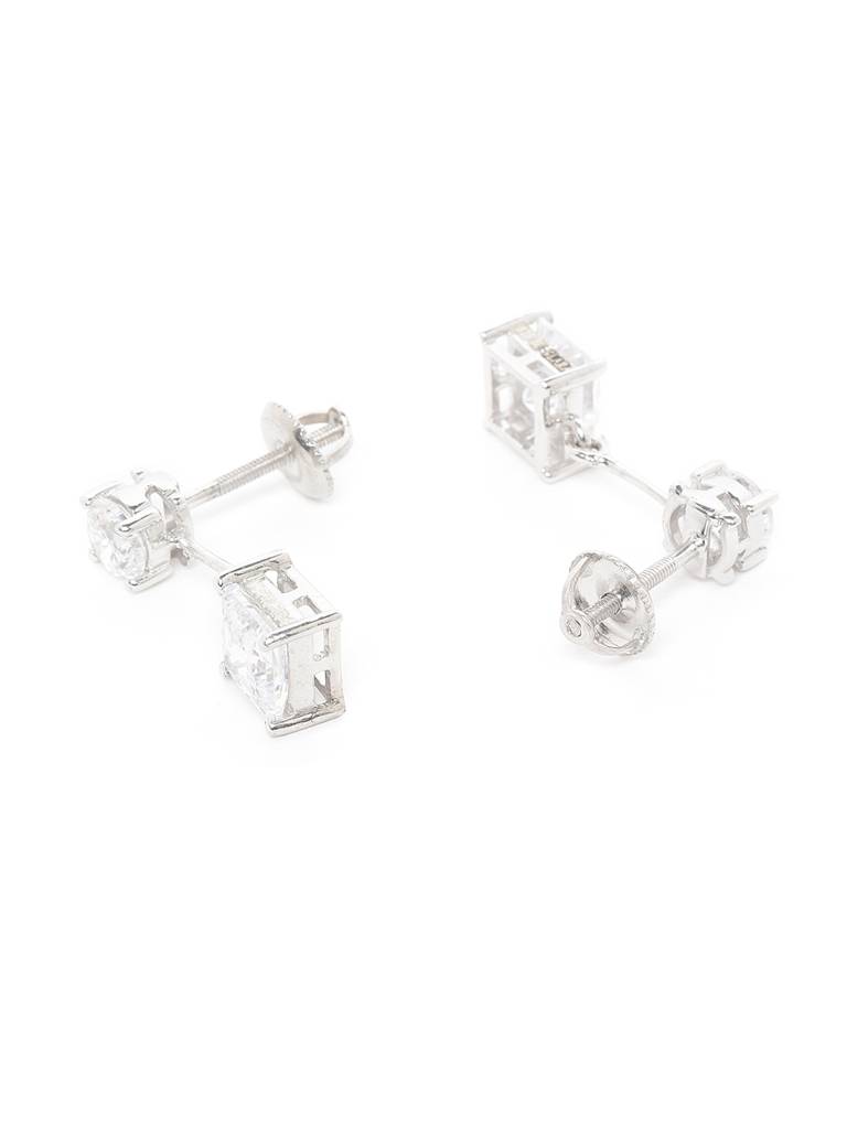 925 Sterling Silver Swiss Zirconia Dangle & Drop Fleur Earring With Screw Back Gift For Women And Girls : CSWZHDE27