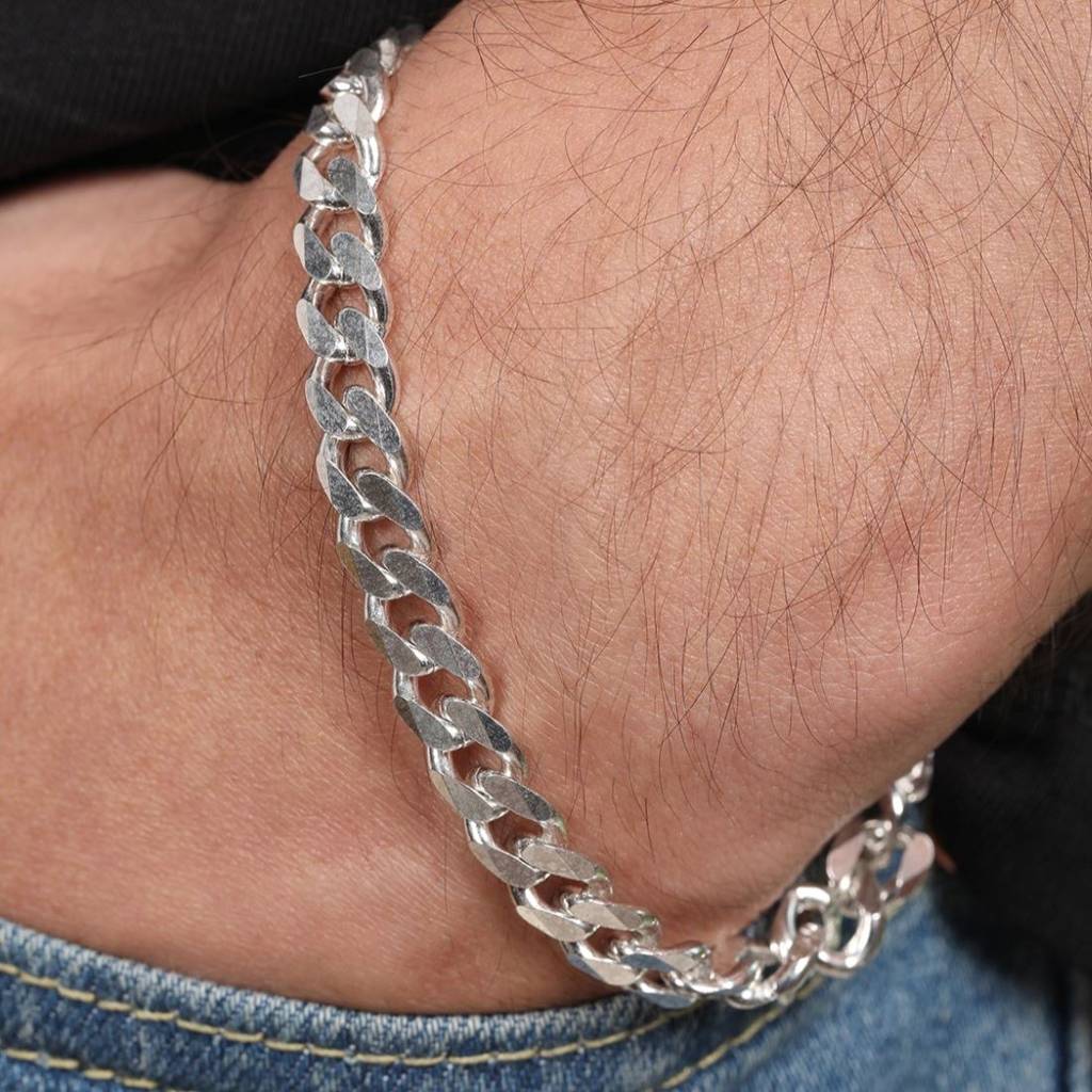 Classic Silver Elegance Men'S 925 Sterling Silver Plated Bracelet : BR-80301-S