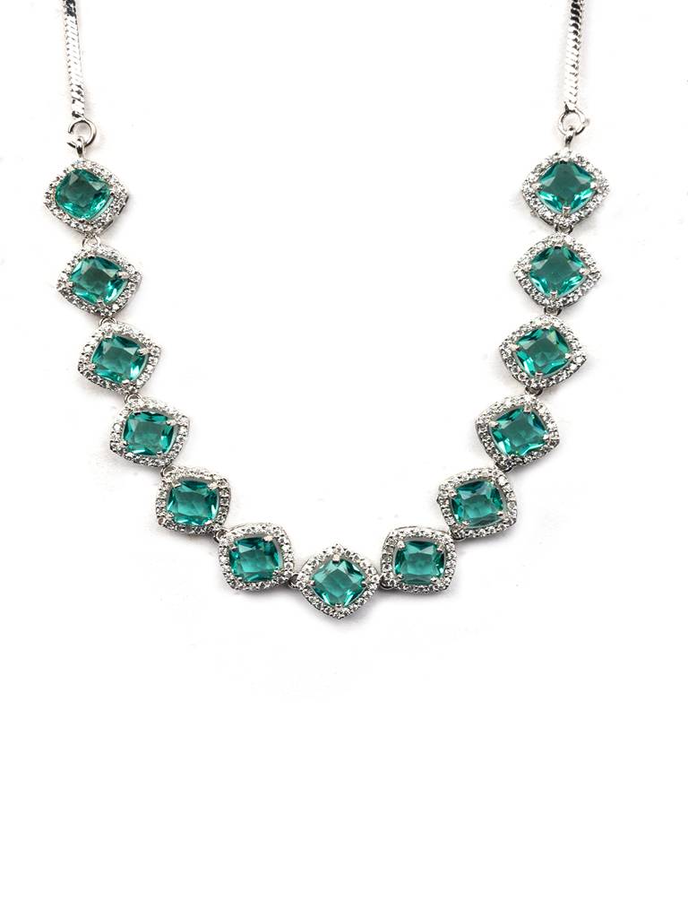 Â Eternal Sparkle:  Ad Sleek Necklace Set : AD132CRYSTALGREEN