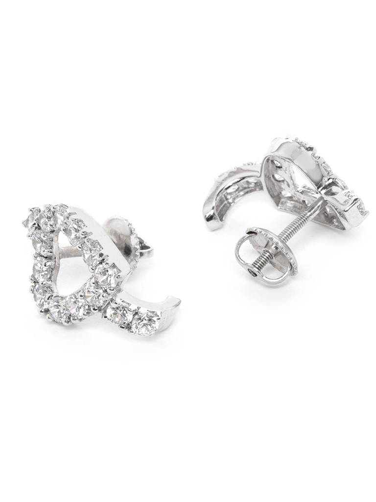 925 Sterling Silver Swiss Zirconia Hoop Belle Earring With Screw Back Gift For Women And Girls : CSWZHDE20