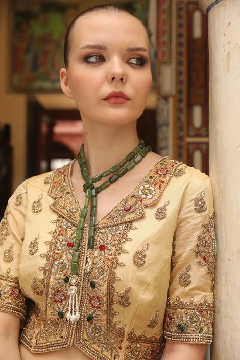 Moti Mahal Long Mala With Green Beads & Pearl Tassels : XAGMKM2732