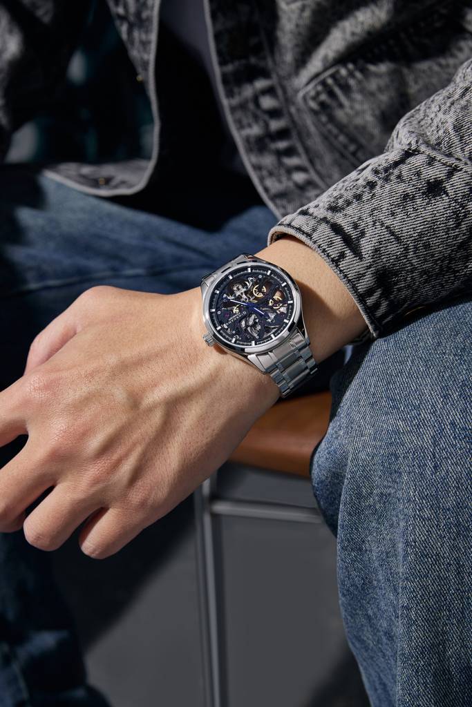 Premier Fortezza Collection Automatic Watch For Men With Skeleton Round Dial, Luminous Hands And Markers, Stainl : GZ-50225-22