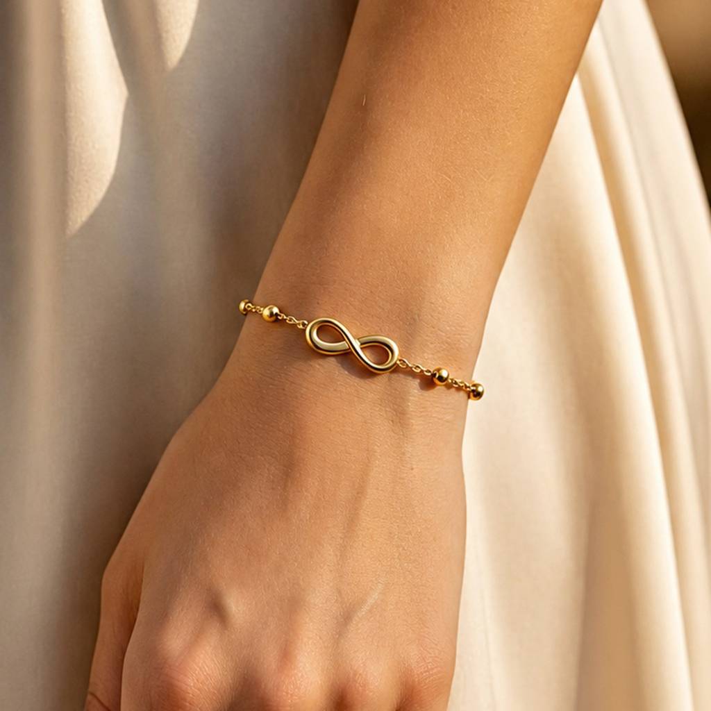 Infinity Grace Beaded Gold Anti-Tarnish Bracelet For Women : JW-HSPS60MB2032