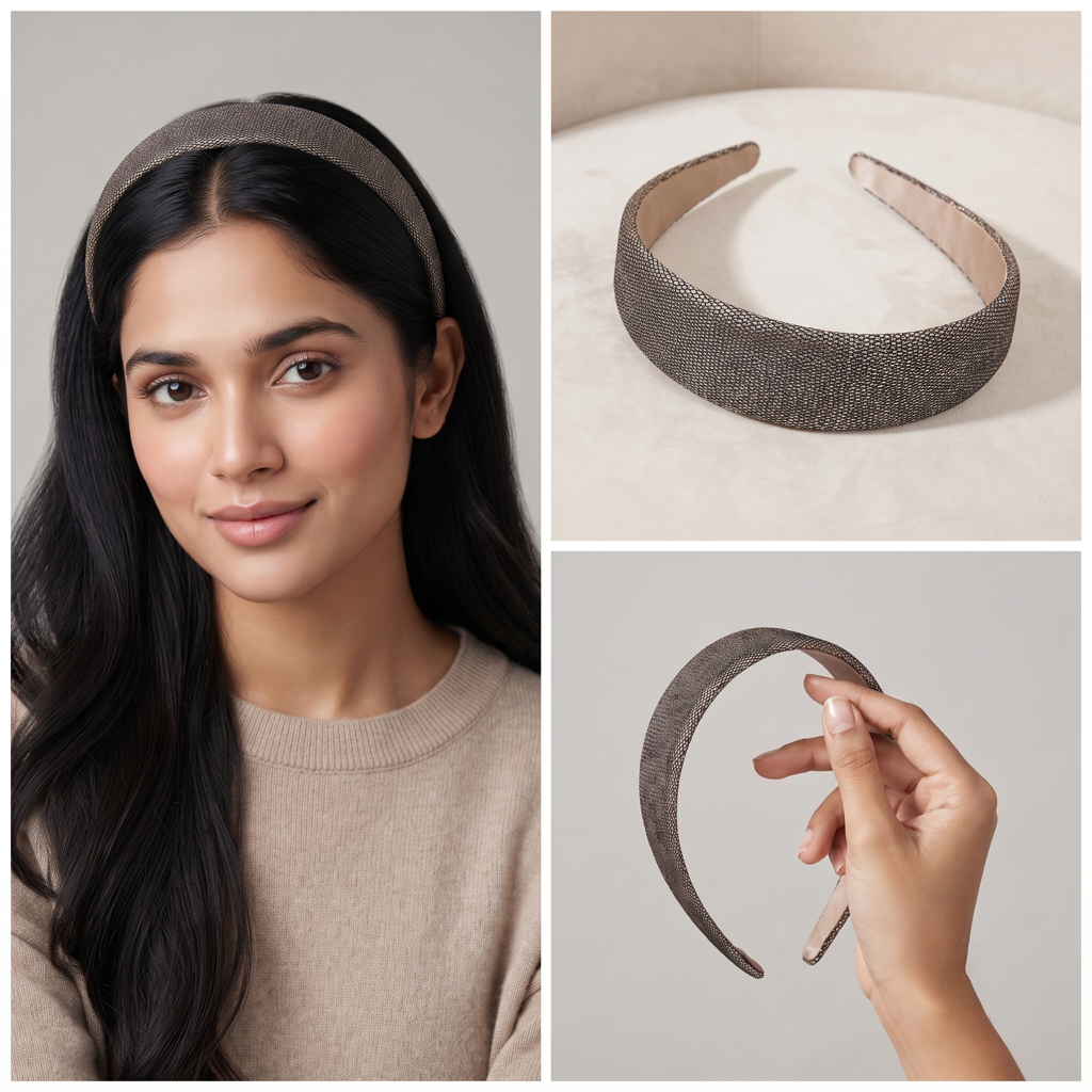 Purple Glitter Padded Headband Handcrafted Fashion Jewelry For Women : SCDELHB0098