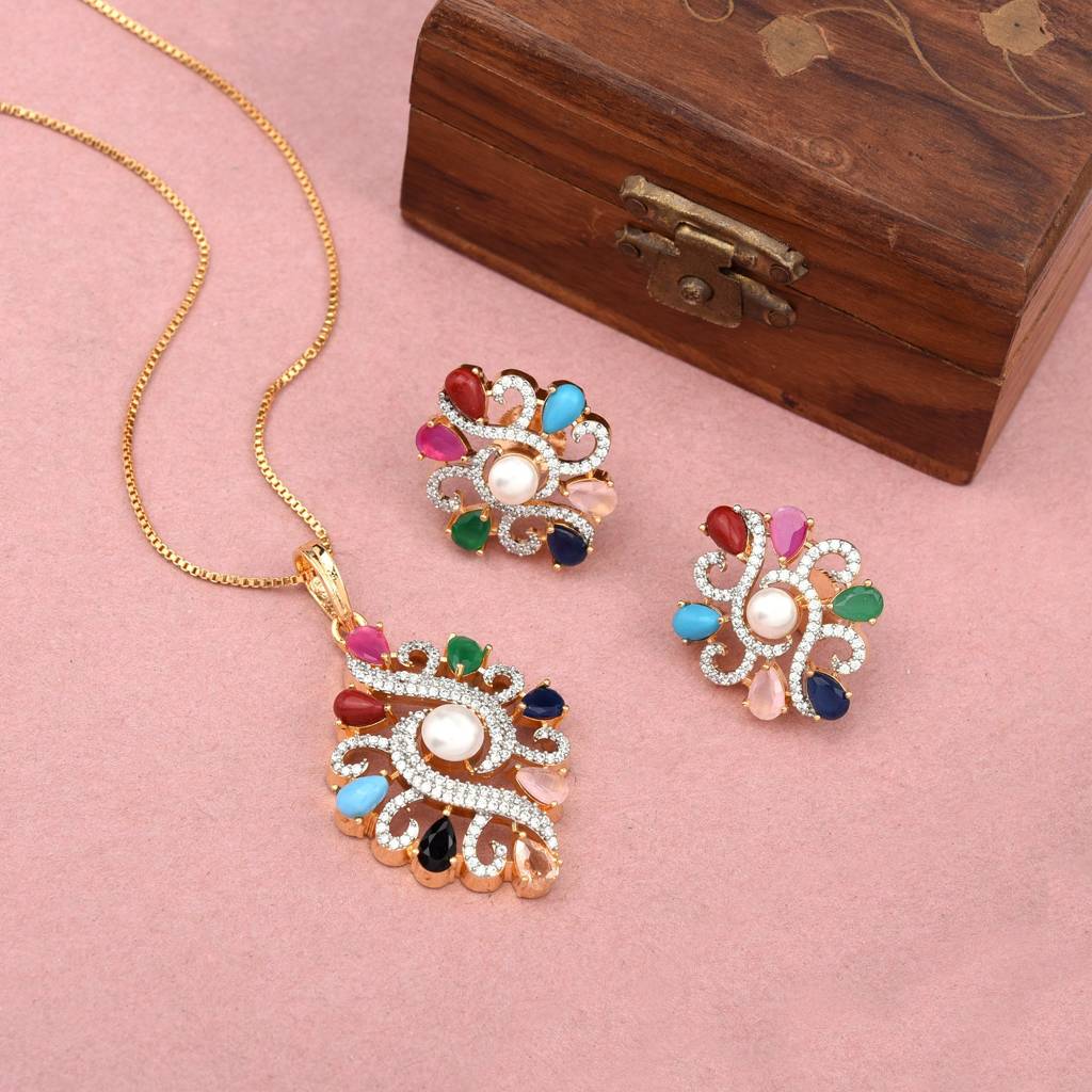 Signature Drop Pendant Set With Chain : PJPENGJNAV228