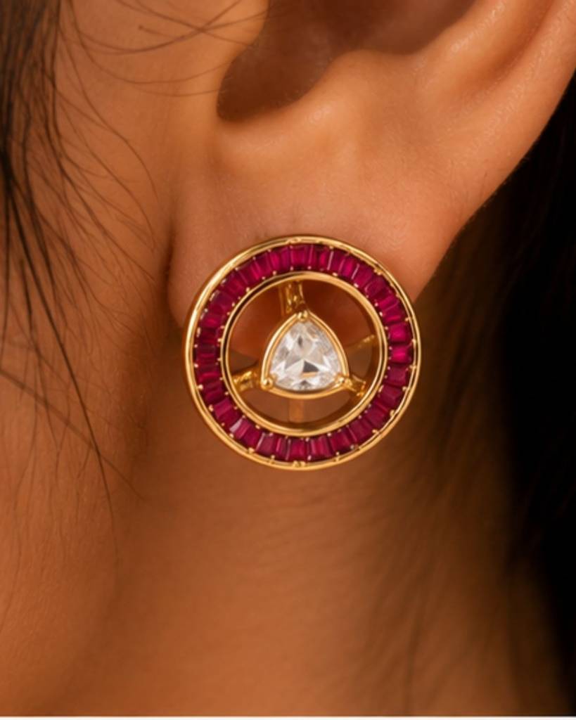 Convertible Kundan Stud Earrings For Women | Wear As Studs Or Statement Earrings : sm43