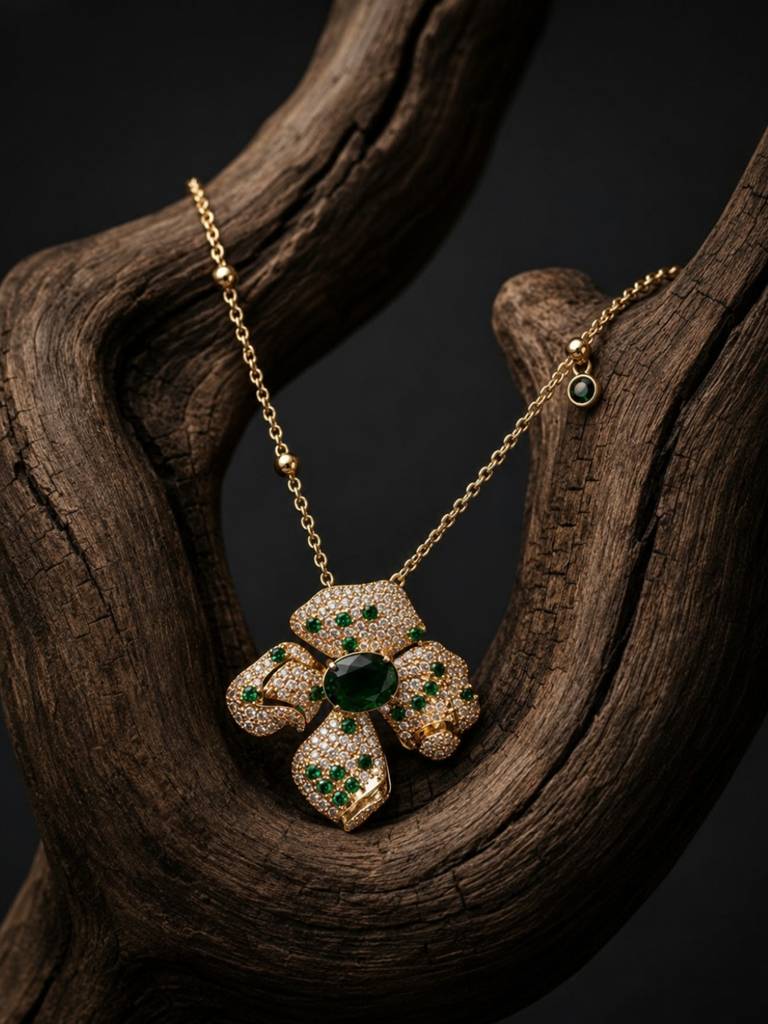 Boccio Pave Flower Necklace & Earring Set, 18K Gold-Plated : SET953ESSF