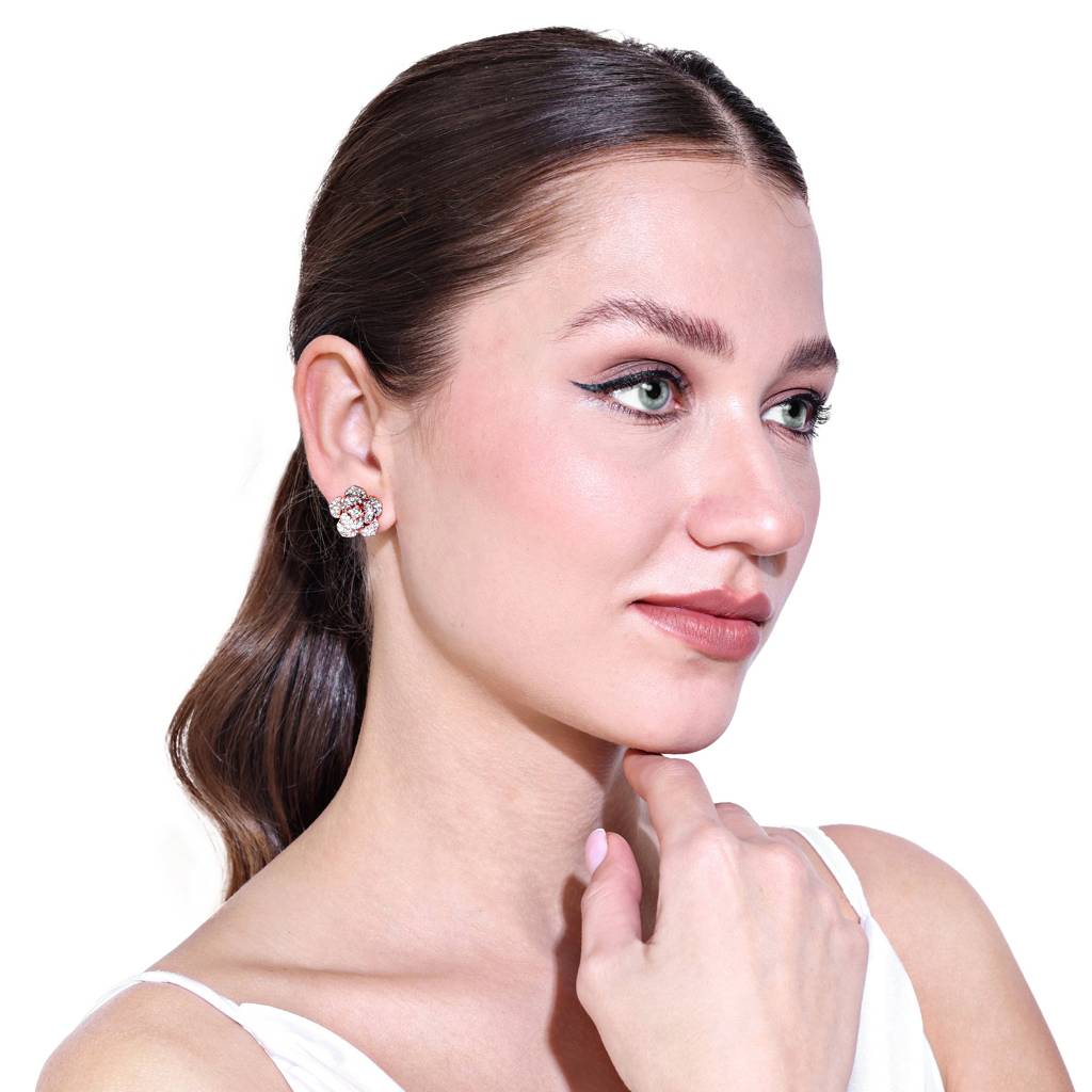 Premium Rosegold Plated Floral Rose Stud Earrings For Women Â A Symbol Of Everlasting Love : 10239-RGWEERER