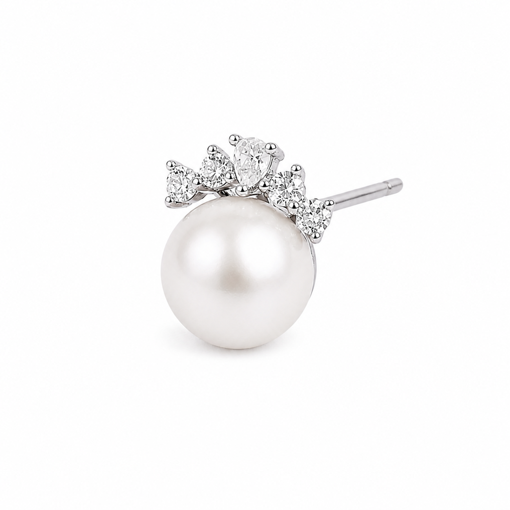 Silver Celestia Crown Pearl Studs : WER00084