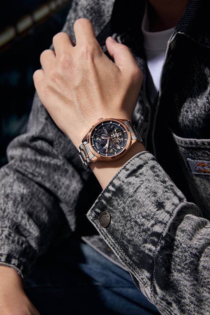 Premier Fortezza Collection Automatic Watch For Men With Skeleton Round Dial, Luminous Hands And Markers, Stainl : GZ-50225-33