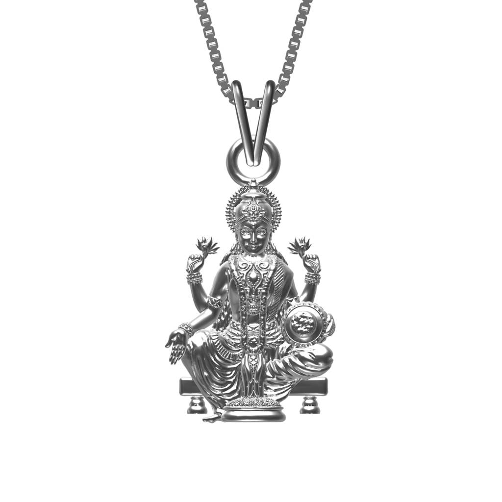 Silver Goddess Laxmi Pendant Blessing : ZLGDP-1017