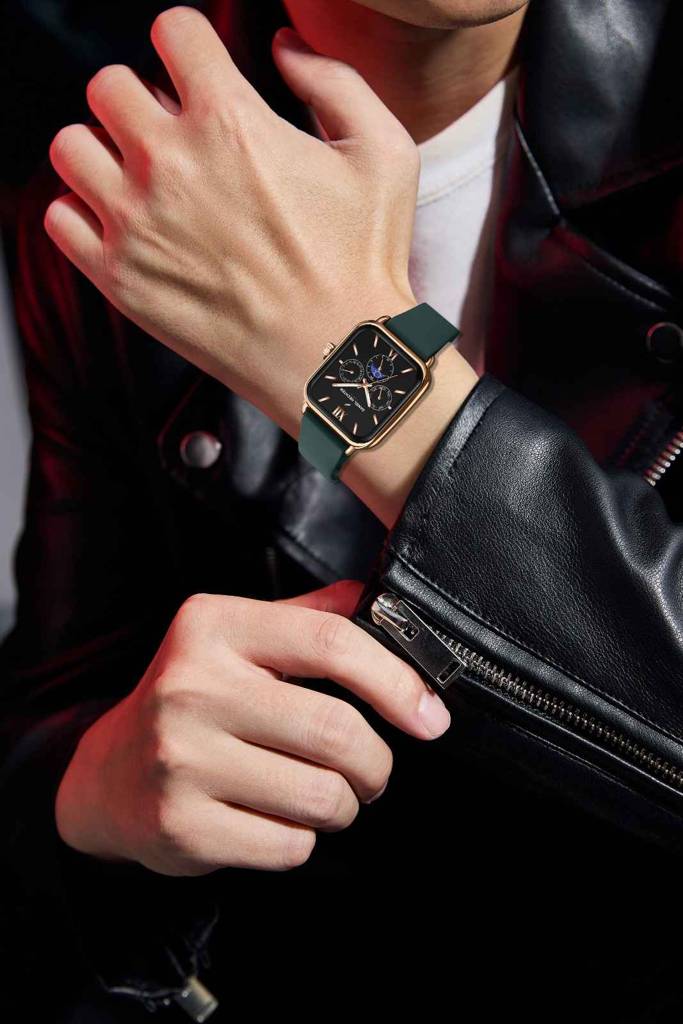 Daniel Hechter Paris Montmartre Unisex Multifunction Square Watch Â Black Dial With Day-Date & 24-Hour Subdial : DHU-1001-02