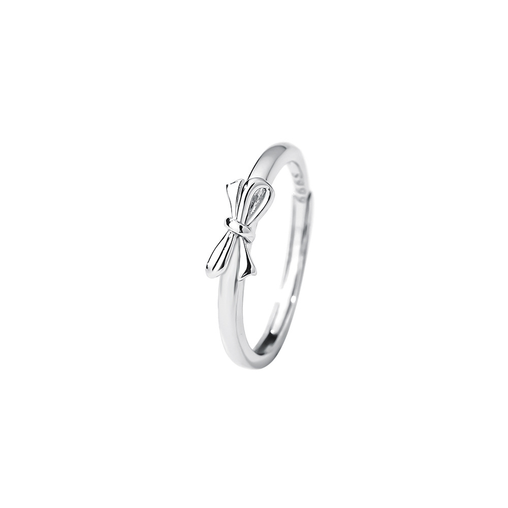 Minimalist Bow Shape Adjustable Ring In 925 Sterling Silver : BRDFB57