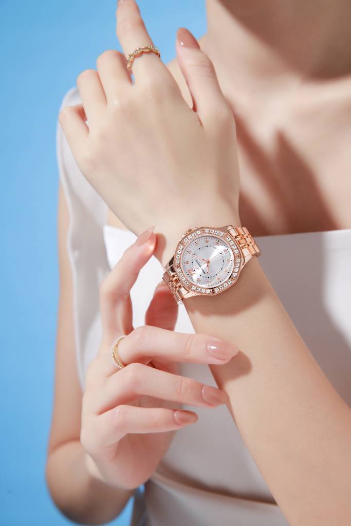 Daniel Hechter Paris Vendome Collection Analog Watch For Women With Crystal Studded Bezel, Crystal Accents And St : DHW2009-22