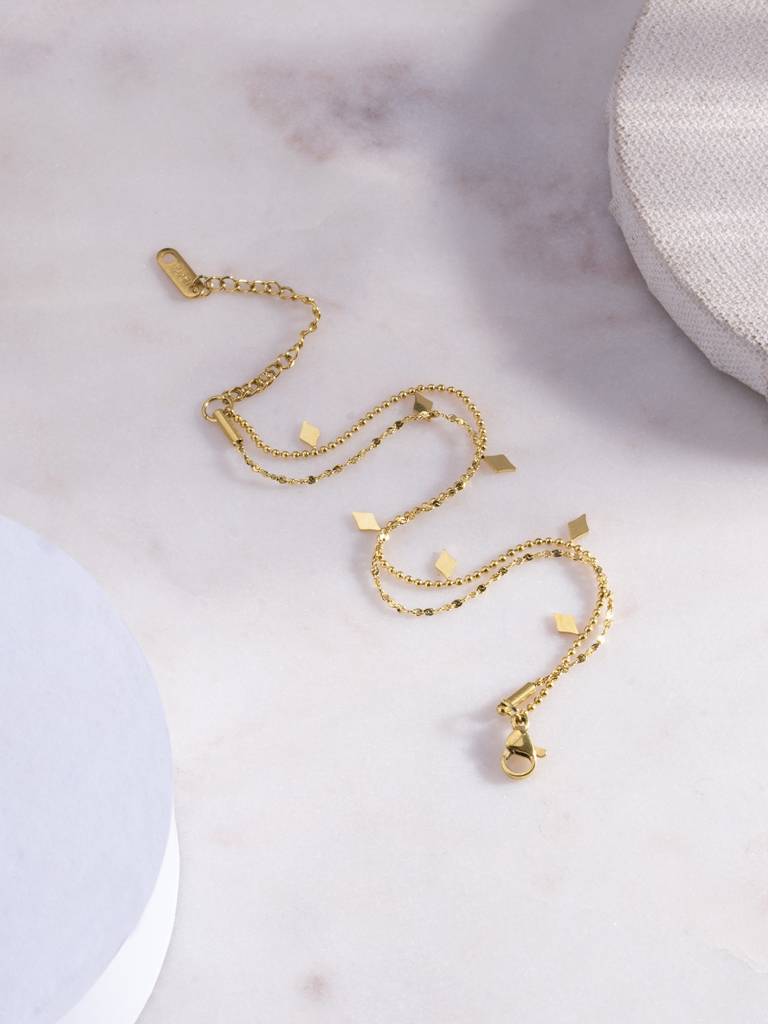 Textured Chain Layered Bracelet For Women - Waterproof & Anti-Tarnish : BR0603