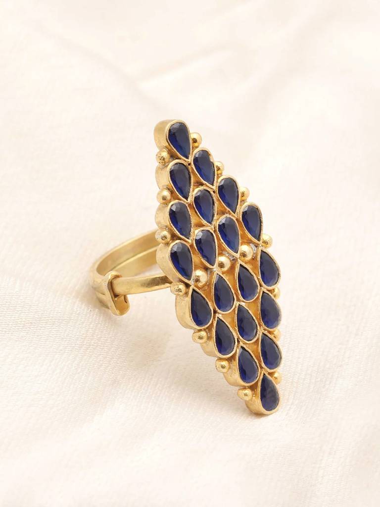 Silver Gold Plated Blue Ring : U100SG015R0075