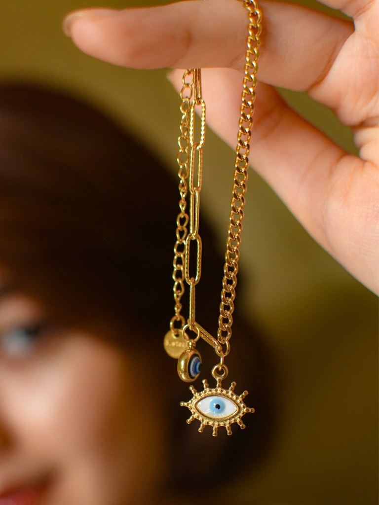 Evil Eye Gold Bracelet Â Anti-Tarnish, Adjustable & Waterproof : ATCB585EECCB