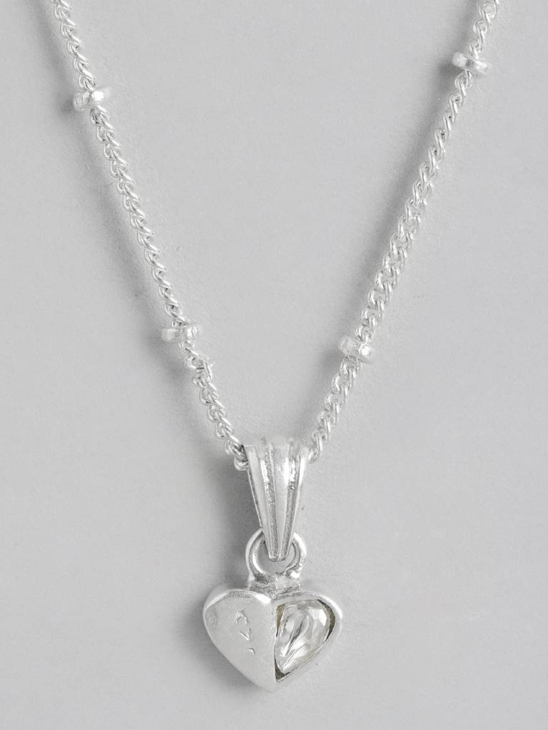 92.5 Silver Kundan Heart Necklace : U100SG005MY031