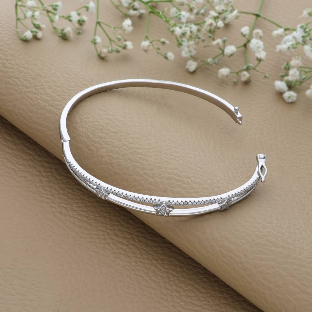 Sparkling Star 925 Silver Kada : KA-18