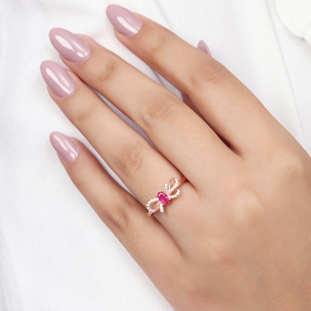 Beautiful Bow Rose Gold Plated 925 Sterling Silver Ring : RNG-40380-RG