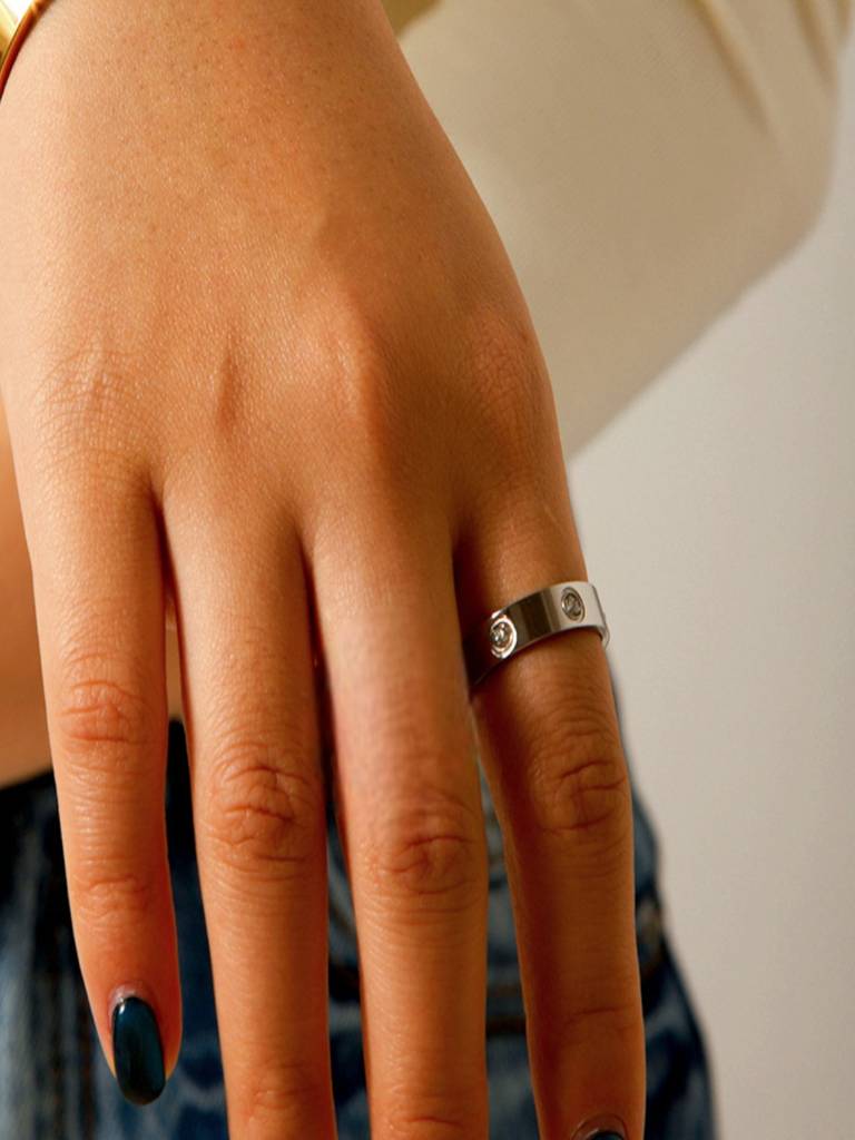 Round Zircon Minimal Ring 18K Plated Waterproof Anti-Tarnish : AHC0925R137S_6