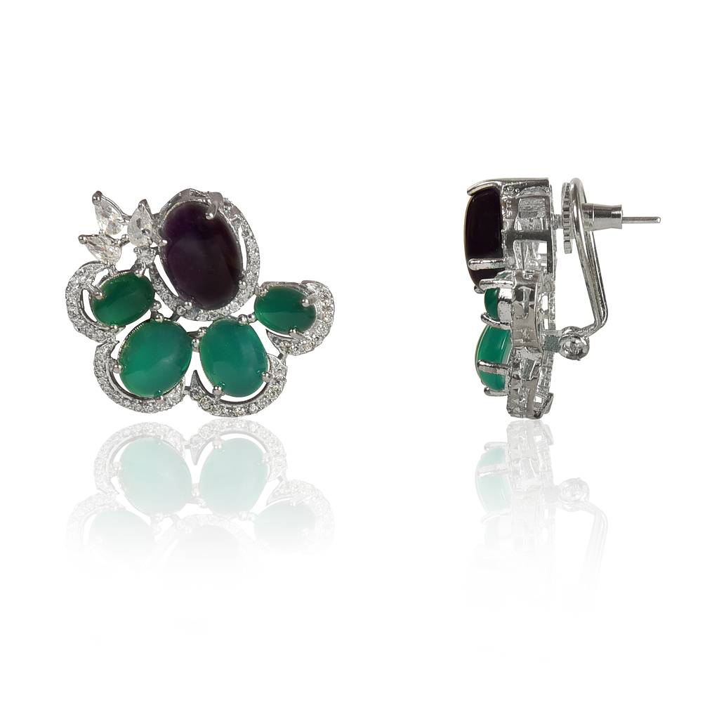 Amethyst And Green Onyx Earrings : IE933