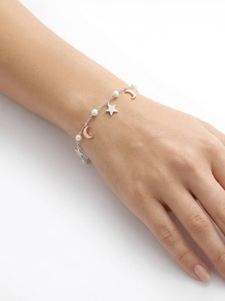 Star Moon Pearl Bracelet : ICLB3362