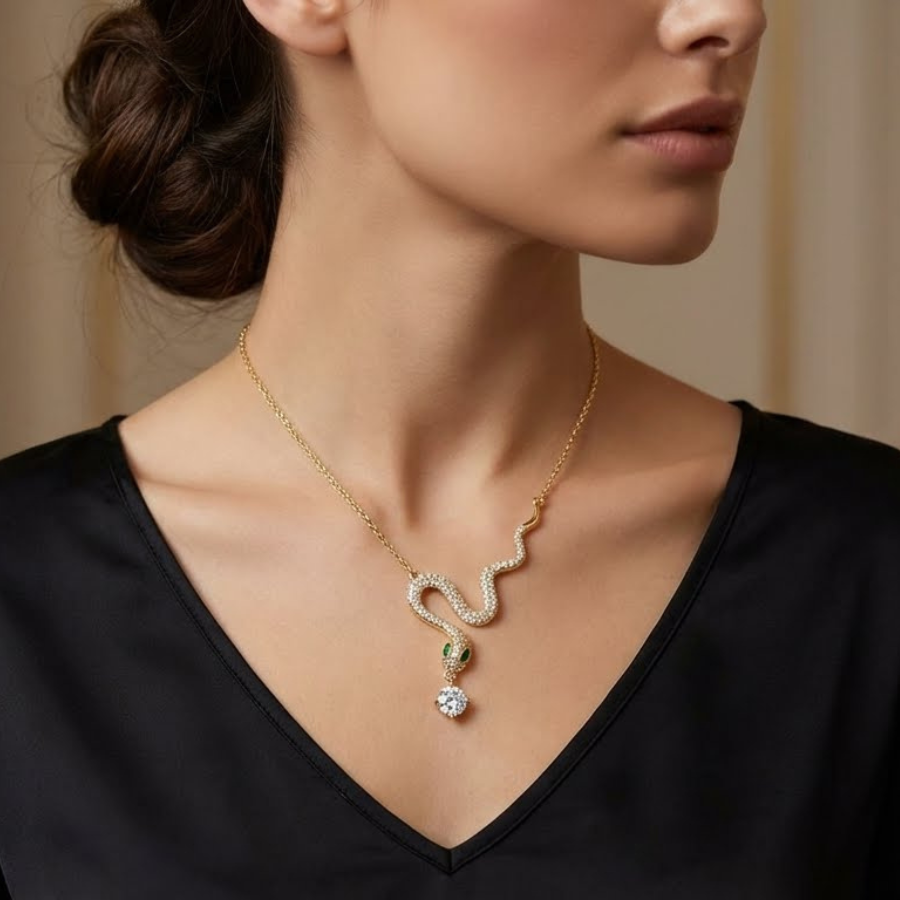 Dainty Snake Pendant Necklace For Women – Elegant Minimal Snake Design With Sleek Modern Finish | Premium Contemp : 6956550090