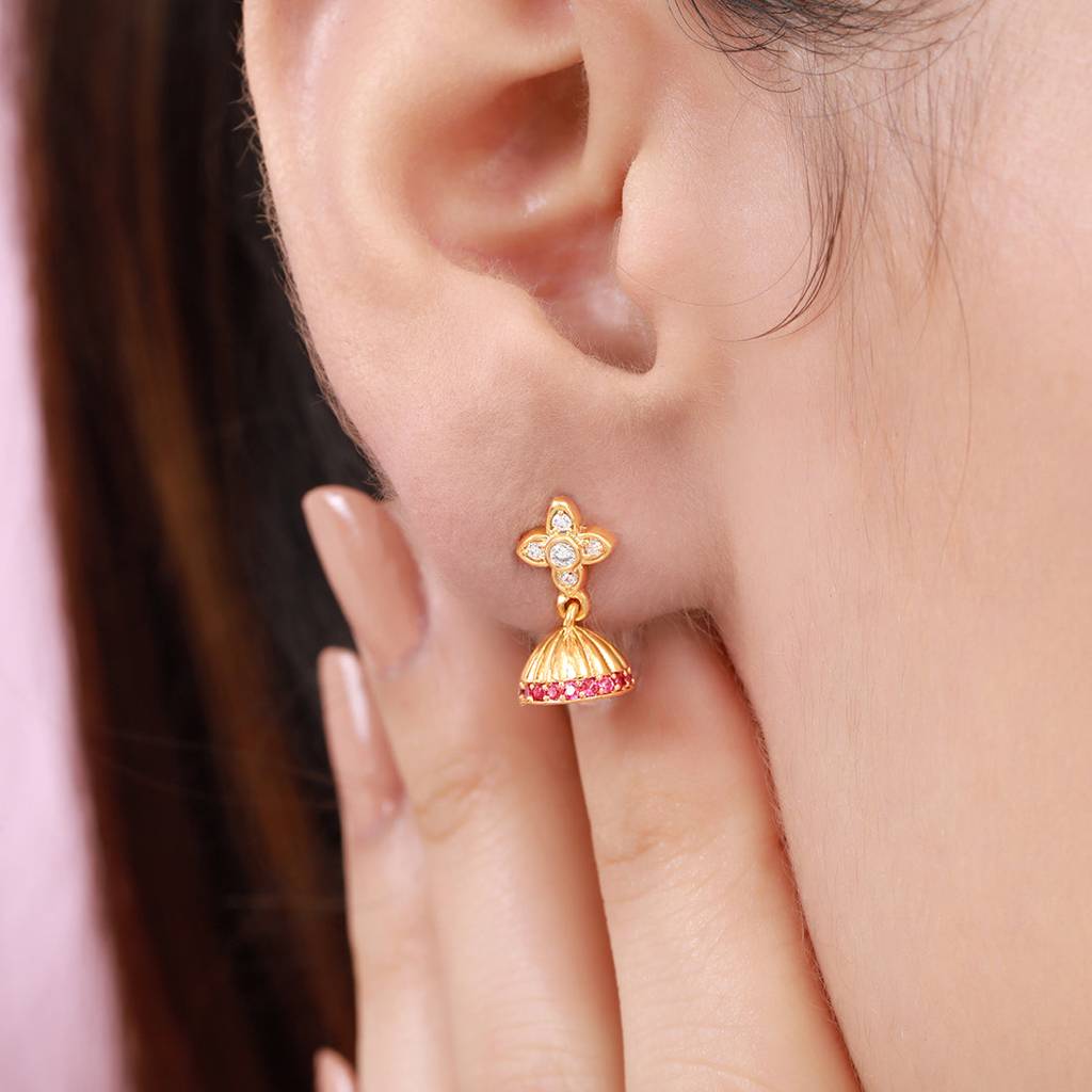Drop Elegance Gold Plated 925 Sterling Silver Earrings : EAR-20862-G