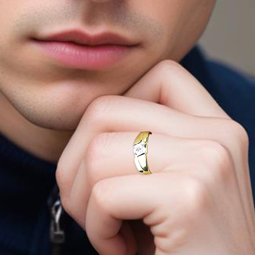Golden Classic Solitaire Men'S Ring : ZLCPLR-1002-MY
