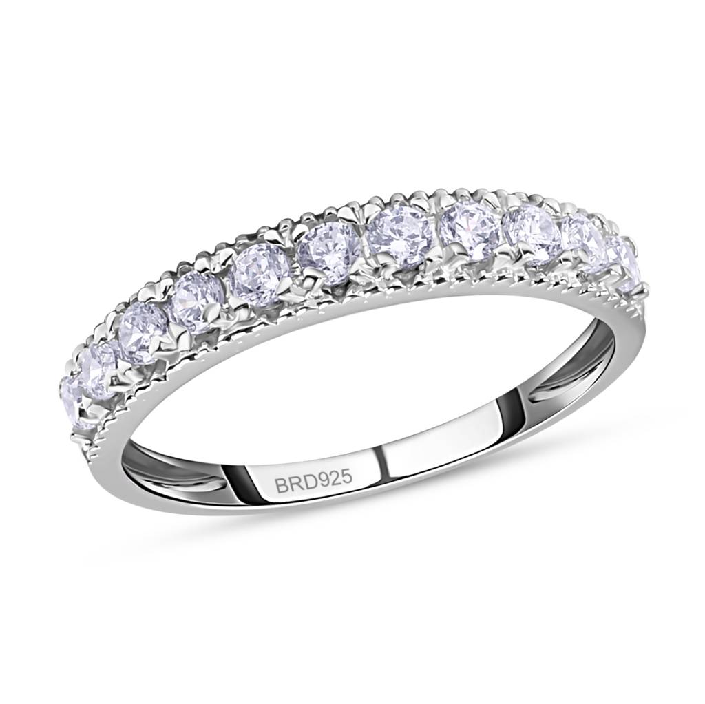 925 Sterling Silver Half Eternity Band Ring : BRDWBRSS