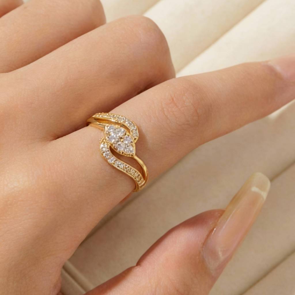 Gold-Plated Swirl Spark Anti-Tarnish Ring : HSPS60MB1525