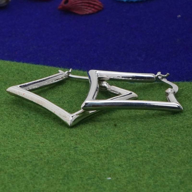925 Sterling Silver Geometric Square Hoops Earrings | Modern Earrings : TWP1176