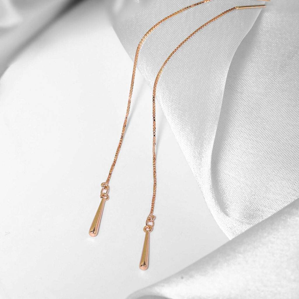 Sui Dhaga 925 Sterling Silver Earrings In Rose Gold : EAR-20046