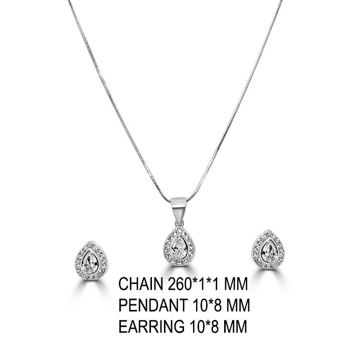 925 Pure Silver Trendy Chain Pendant Set : CPS1007