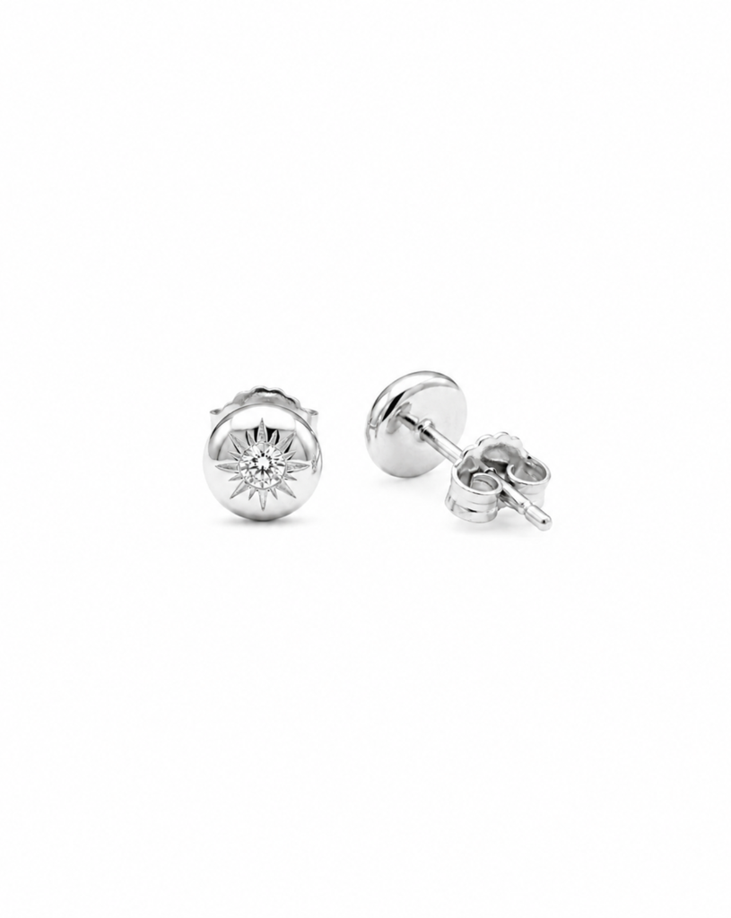 Recycled 925 Sterling Silver Starbound Dome Studs – Minimalist Everyday Wear : ER-16S