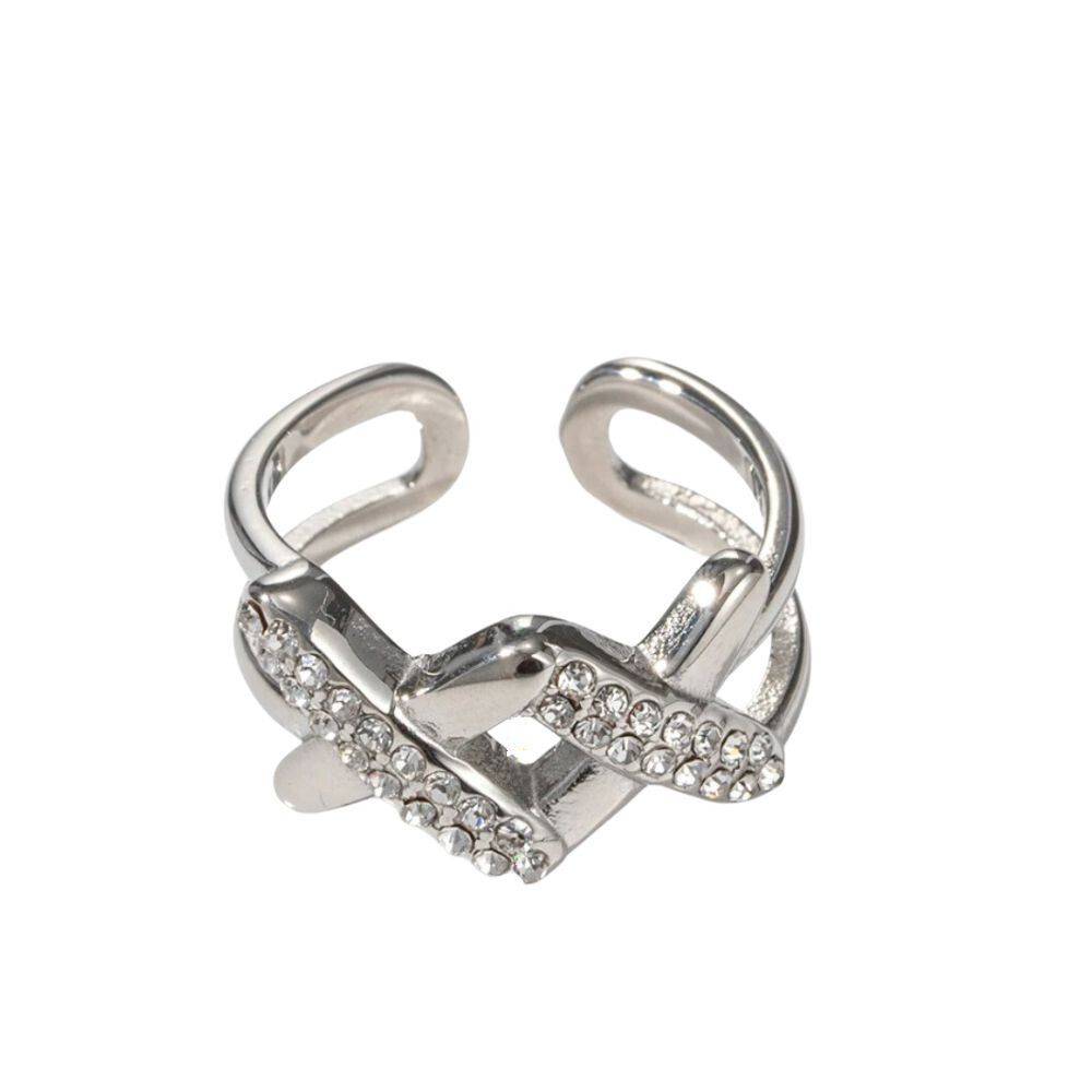 18Kt Gold Plated Cuban X Open Adjustable Ring, Freya : INFREYA-S