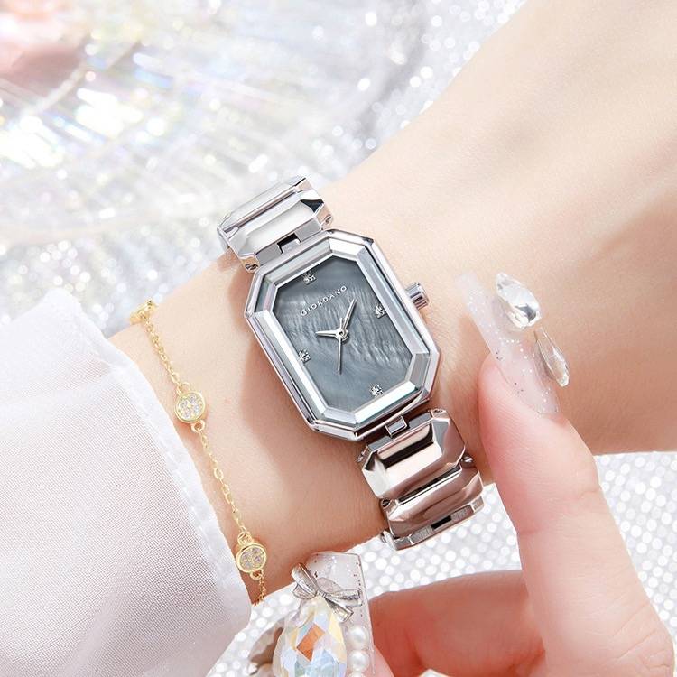 Giordano Stylish Analog Watch For Women With Octagonal Dial, Crystal Hour Markers And Bracelet Style Strap : GZ-60103-44