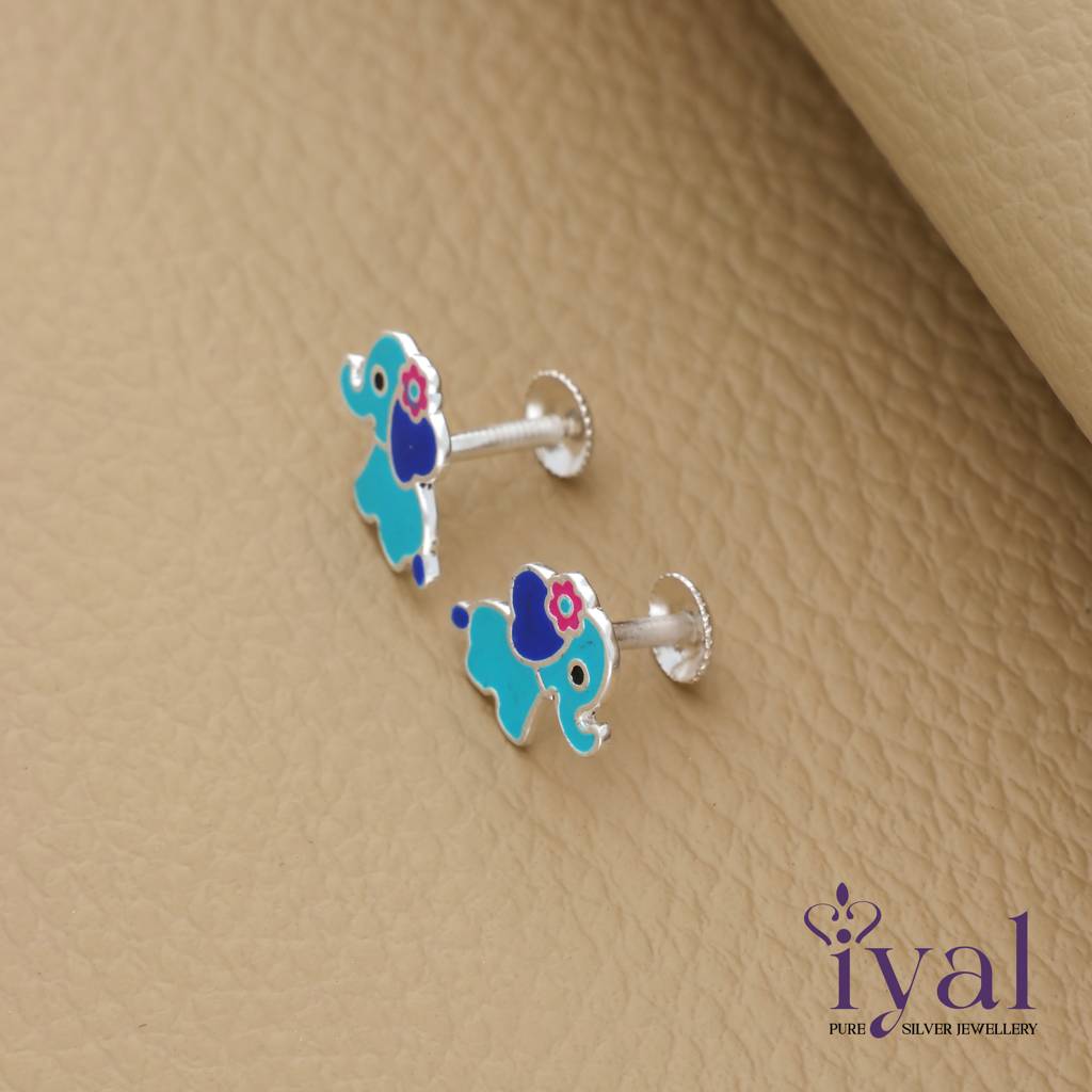 Cute Elephant 925 Silver Stud For Kids(6+ Yrs) : KER-201