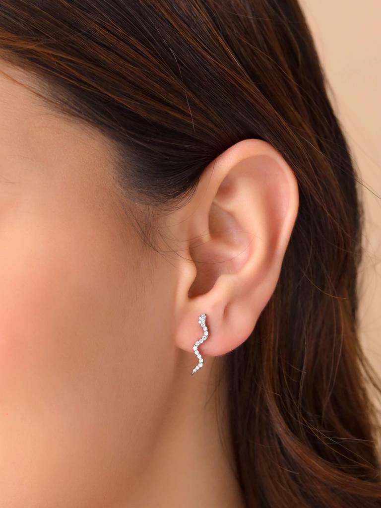Kicky And Perky 925 Sterling Silver Studded With Moissanite Stud Earring For Women : SILDWE029