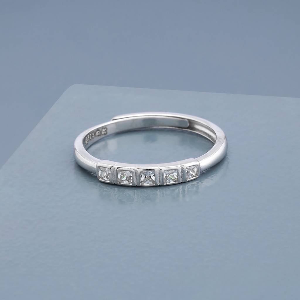 Kushal's Fashion Jewellery White Rodium Plated Silver Finger Ring