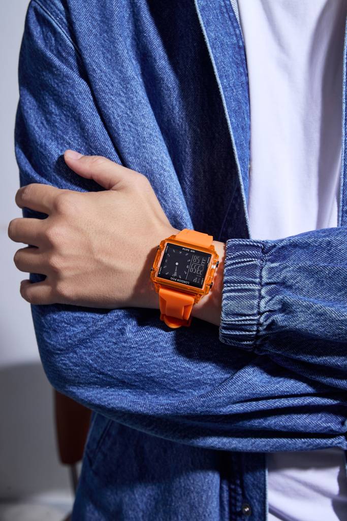 Analog-Digital Quartz Watch For Men With Square Dial, Day-Date Display, Silicone Strap And Water Resistance : LFM10015-04