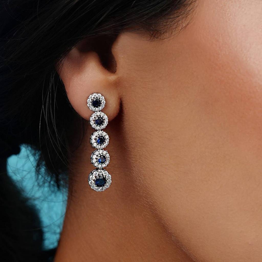 Flowing Elegance Rhodium Plated 925 Sterling Silver Earrings : EAR-20858-R