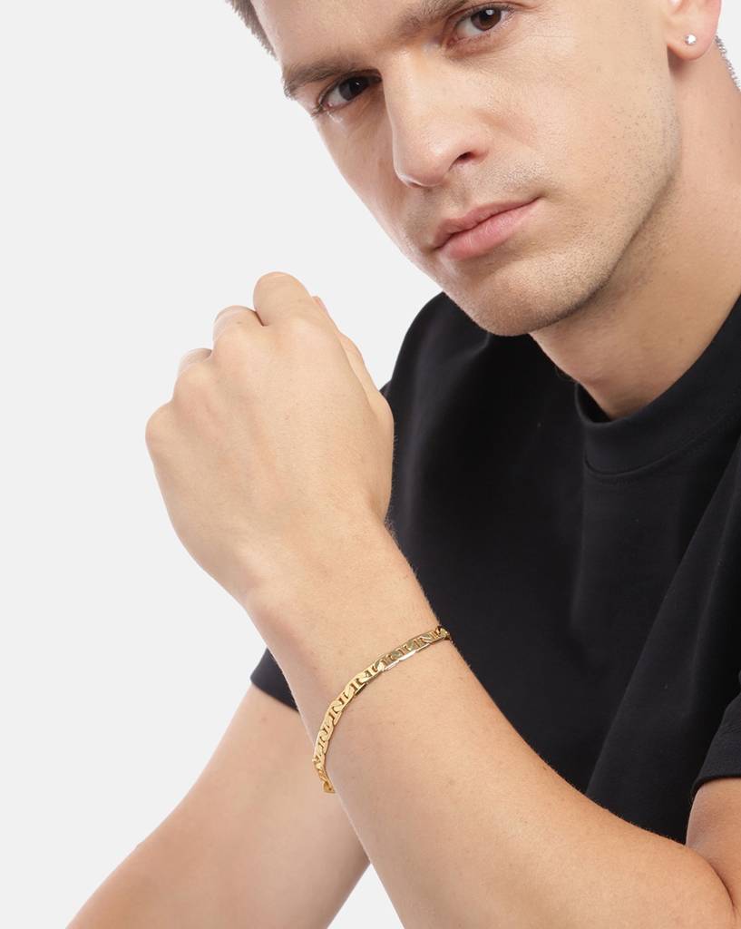 Men 18K Plated Anchor Bracelet : FJMB6040