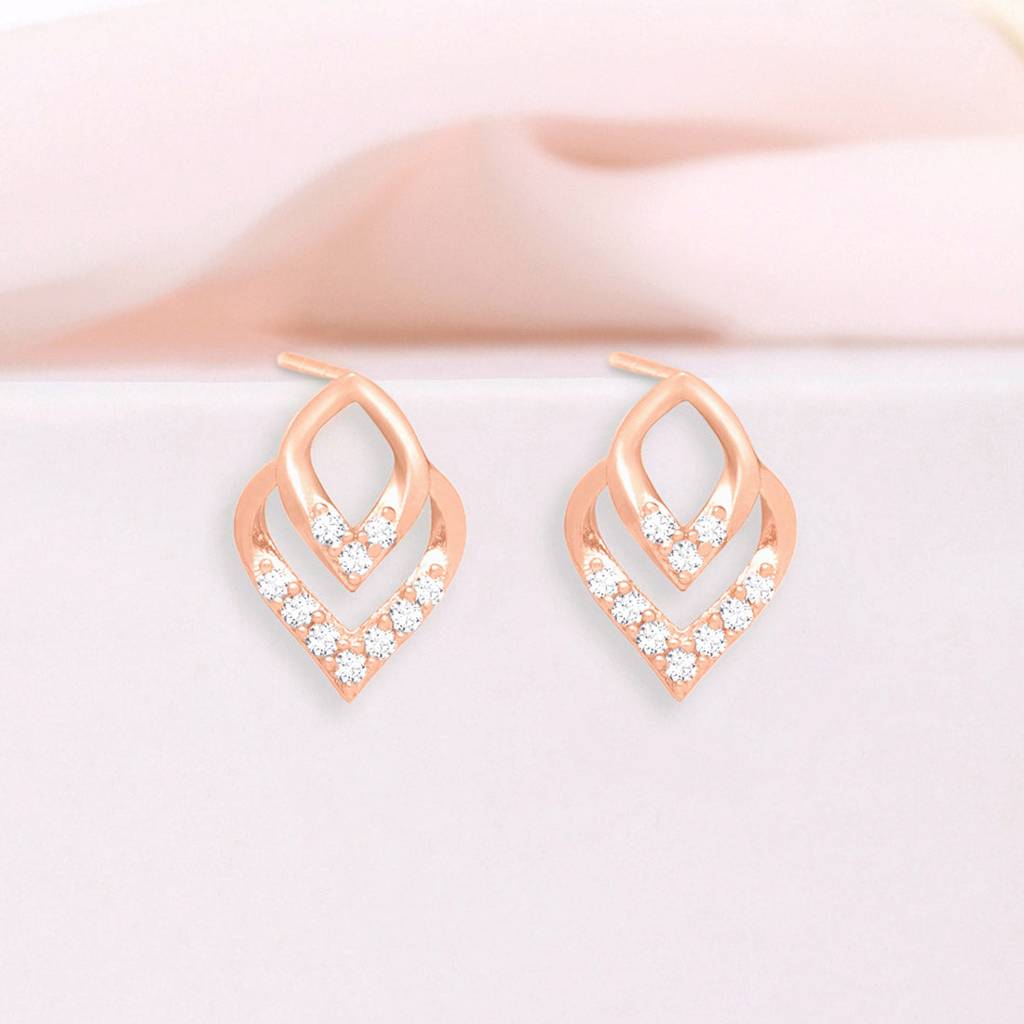 Graceful Shapes Rose Gold Plated 925 Sterling Silver Earrings : EAR-20824-RG