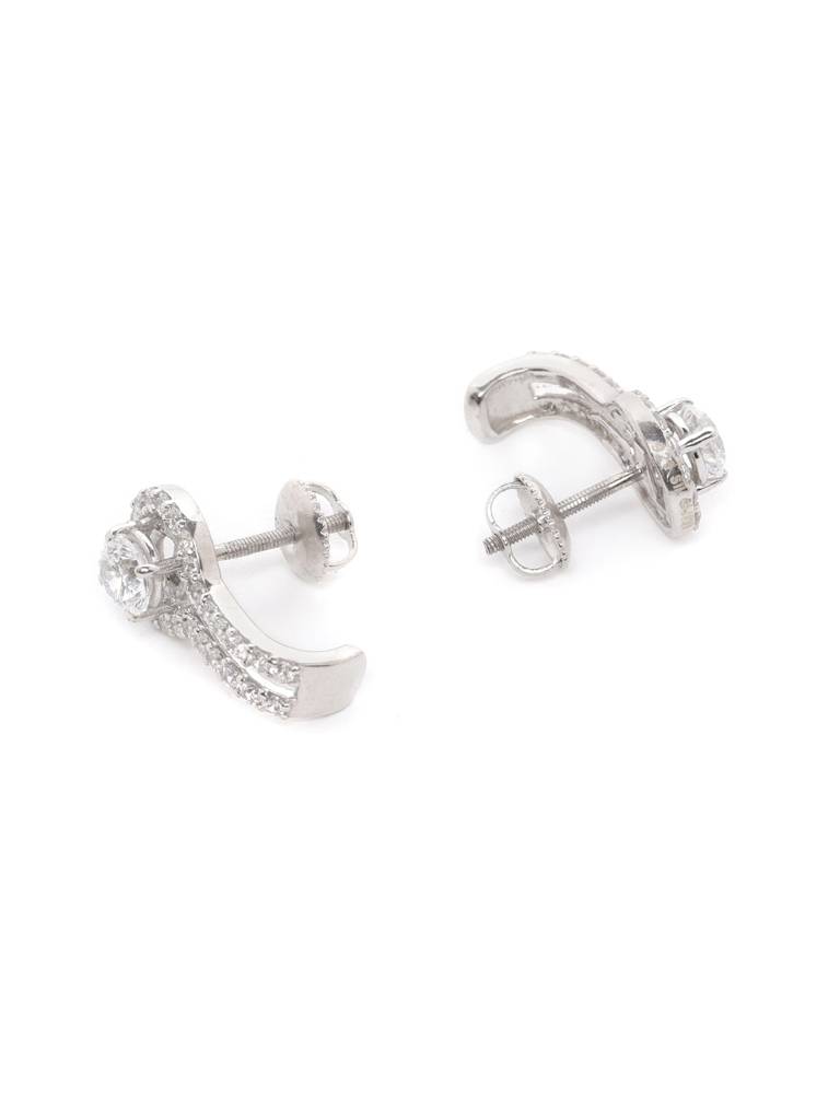 925 Sterling Silver Swiss Zirconia Hoop Astrid Earring With Screw Back Gift For Women And Girls : CSWZHDE28