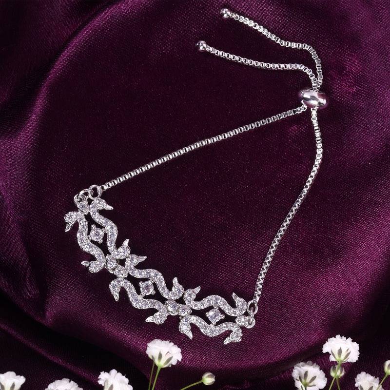 Glam Cz Peacock Bracelet Adjustable Bracelet | Festive & Party Wear : AD-175-IRWEBR