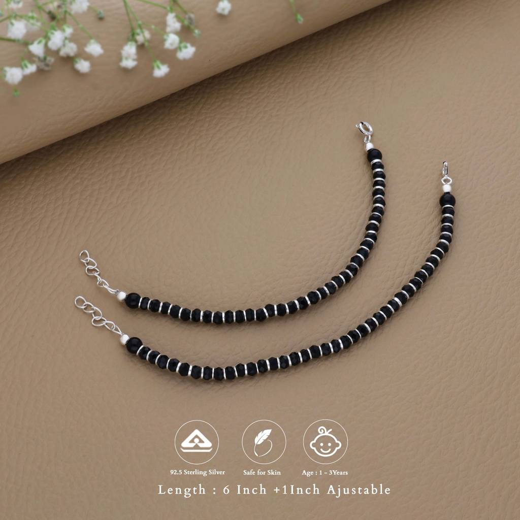 Cute Black Protector 925 Silver Kid Nazariya Bracelet : NA-KN-RH-U-148-P