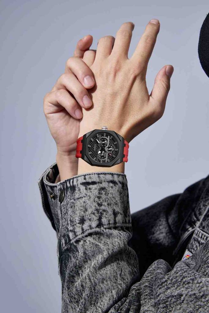 Daniel Hechter Paris Kleber Collection Sporty Multifunction Watch For Men With Checkered Geometric Dial, Day & Da : DHM1023-03