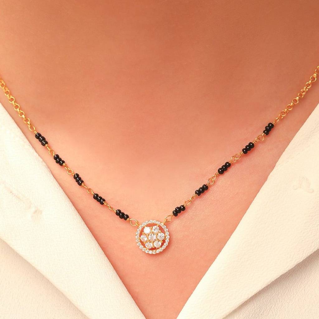 Golden Radiance 925 Sterling Silver Gold-Plated Mangalsutra : MGS-10050-C-G